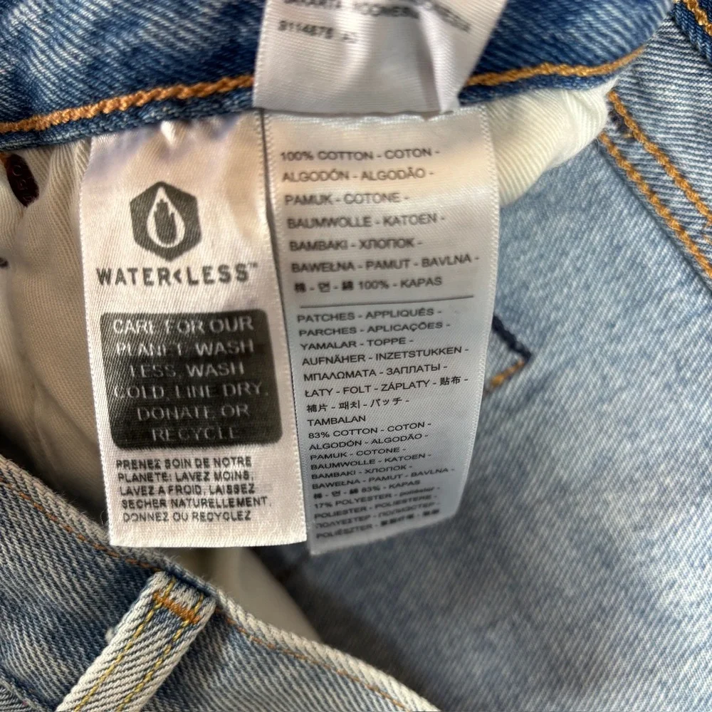 Levi's Light Blue Straight Jeans with Patchwork and Peace Patch